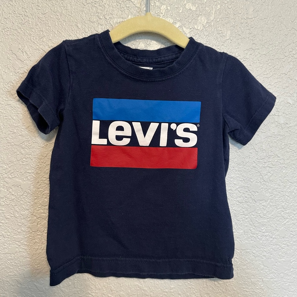 Unique LEVI’S kids 2T navy blue logo tee tshirt